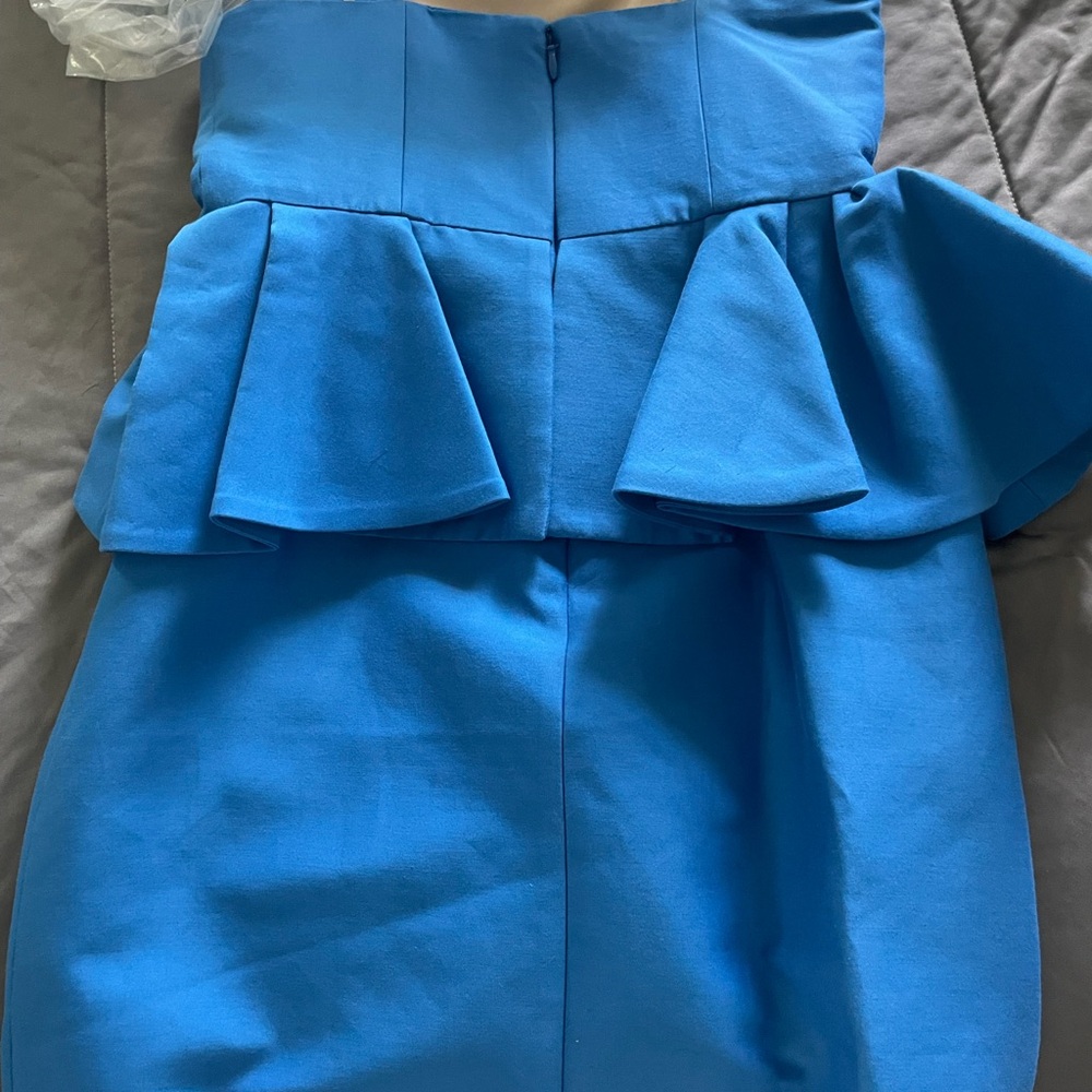 Halston Heritage Strapless Blue Dress